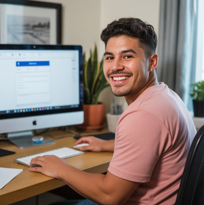 smiling at desk 8 smiling at desk 8